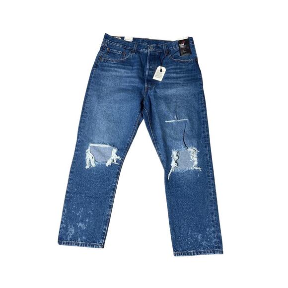 Levi’s 501 Distressed Jeans 32x26 NWT Nordstrom Eco Denim - Picture 2 of 3